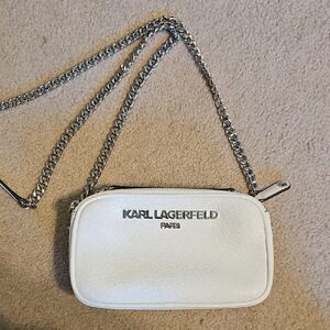 Karl Lagerfeld Silver Chain White Crossbody Bag
